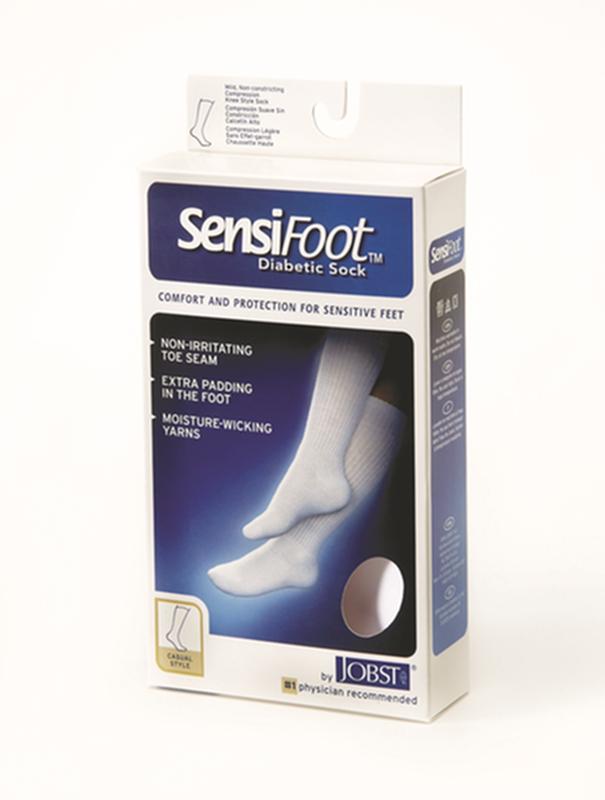 PR/1 JOBST SENSIFOOT DIABETIC SOCK, KNEE HIGH, 8-15 MMHG, SM, BROWN, CLOSED TOE
