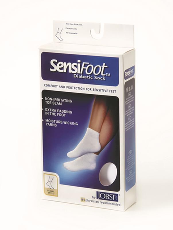 PR/1 JOBST SENSIFOOT DIABETIC SOCK, MINI CREW, 8-15 MMHG, XL, WHITE, CLOSED TOE