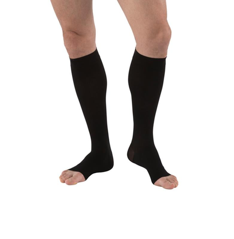 PR/1 JOBST MEDICAL LEG WEAR, MEN, KNEE HIGH, RIBBED, 30-40MMHG, XL, FULL CALF, BLACK, OPEN TOE