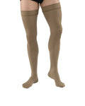 PR/1 JOBST MEDICAL LEG WEAR, MEN, RIBBED, THIGH HIGH W/SIL DOT BAND, 15-20MMHG, XL, KHAKI, CLOSED TOE