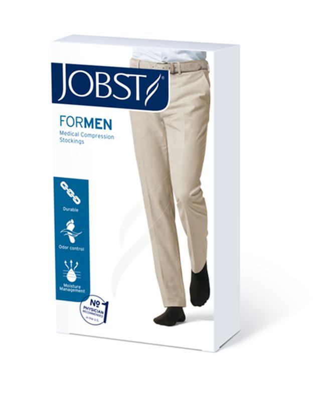 PR/1 JOBST MEDICAL LEG WEAR, MEN, RIBBED, THIGH HIGH W/SIL DOT BAND, 15-20MMHG, XL, BLACK, CLOSED TOE