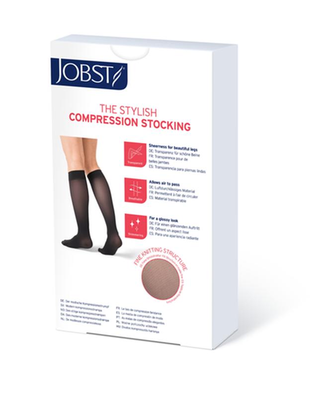 PR/1 JOBST ULTRASHEER WOMEN, KNEE HIGH, 15-20MMHG, MD, BLACK, CLOSED TOE. PATTERN"."