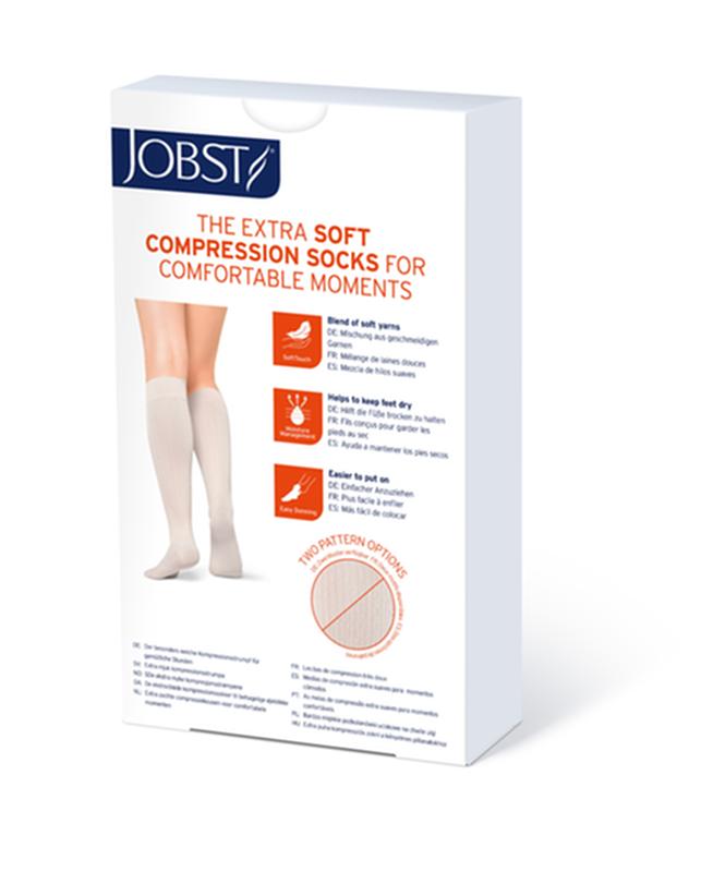 PR/1 JOBST SOSOFT WOMEN, KNEE HIGH, 30-40MMHG, XL, RIBBED SAND, CLOSED TOE