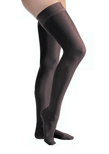 PR/1 JOBST ULTRASHEER WOMEN, THIGH HIGH W/SIL LACE BAND, 15-20MMHG, XL, CLASSIC BLACK, CLOSED TOE