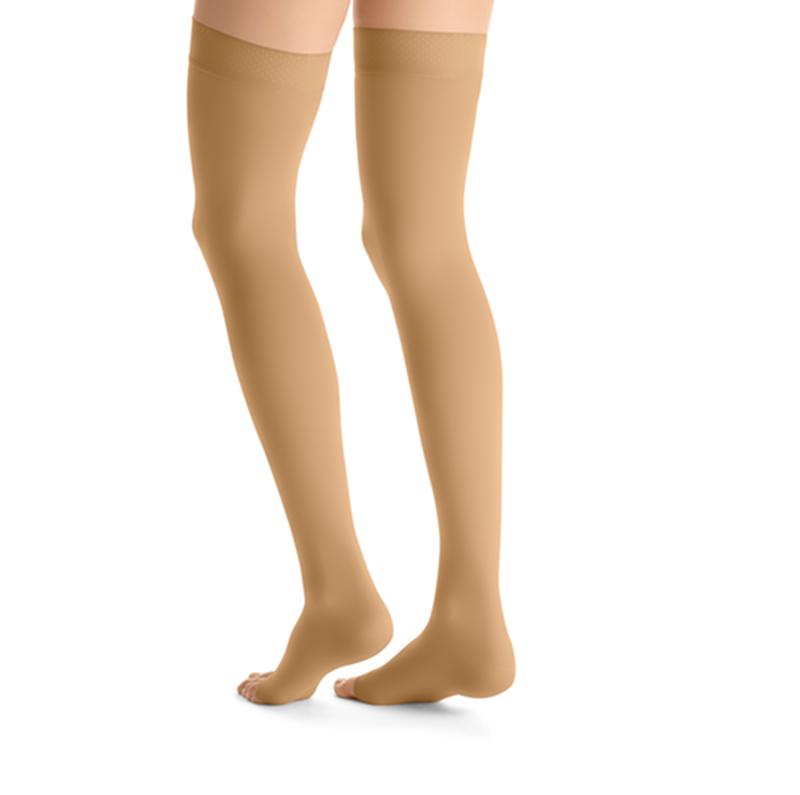 PR/1 JOBST OPAQUE WOMEN, THIGH HIGH W/SIL DOT BAND, 15-20MMHG, MD, HONEY, OPEN TOE