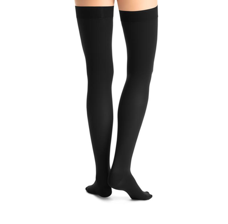 PR/1 JOBST OPAQUE WOMEN, THIGH HIGH W/SIL DOT BAND, 20-30MMHG, MD, CLASSIC BLACK, CLOSED TOE