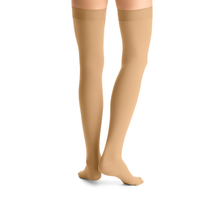 PR/1 JOBST OPAQUE WOMEN, THIGH HIGH W/SIL DOT BAND, 20-30MMHG, XL, HONEY, CLOSED TOE