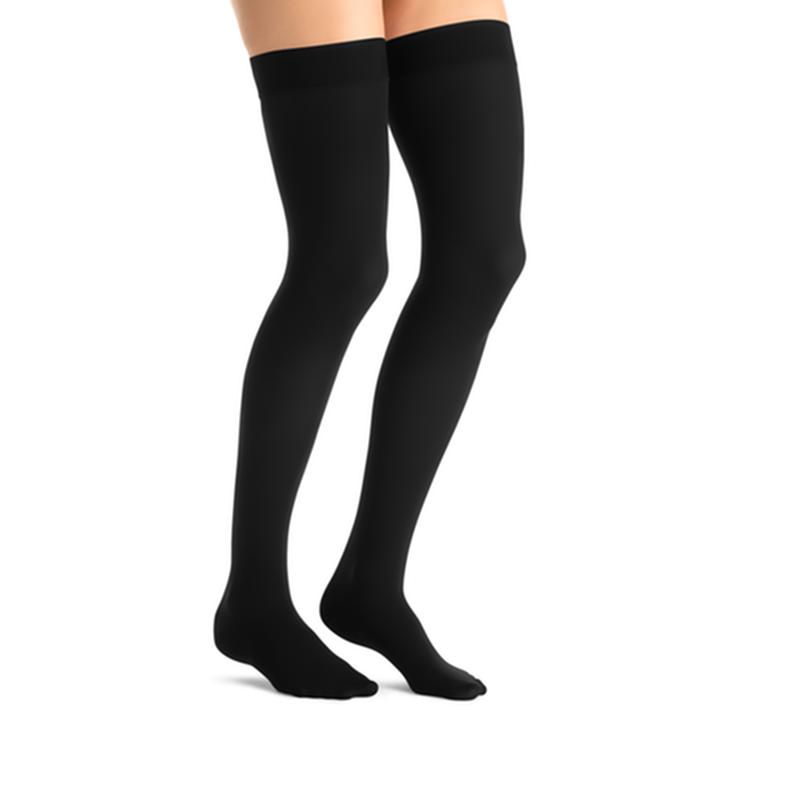 PR/1 JOBST OPAQUE WOMEN, THIGH HIGH W/SIL DOT BAND, 30-40MMHG, SM, CLASSIC BLACK, CLOSED TOE
