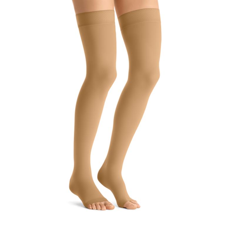 PR/1 JOBST OPAQUE WOMEN, THIGH HIGH W/SIL DOT BAND, 30-40MMHG, MD, HONEY, OPEN TOE