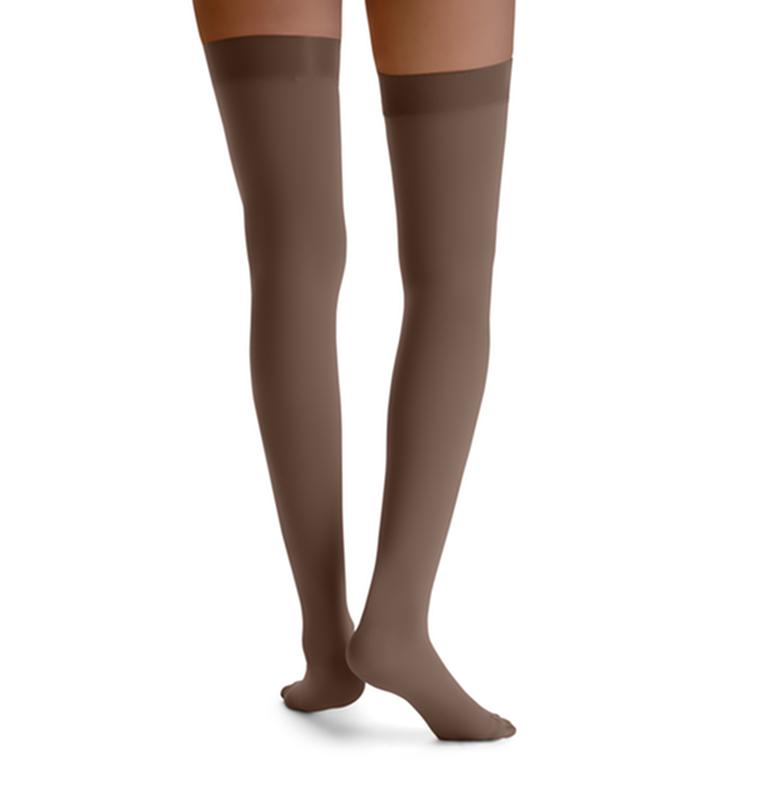 PR/1 JOBST OPAQUE WOMEN, THIGH HIGH W/SIL DOT BAND, 30-40MMHG, MD, ESPRESSO, CLOSED TOE