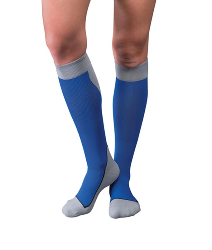 PR/1 JOBST SPORT STOCKING UNISEX, 15-20MMHG, LG, ROYAL BLUE/GREY , CLOSED TOE