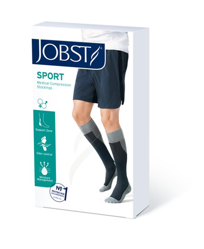 PR/1 JOBST SPORT STOCKING UNISEX, 15-20MMHG, LG, ROYAL BLUE/GREY , CLOSED TOE