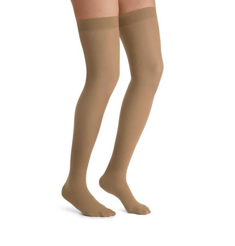PR/1 JOBST ULTRASHEER WOMEN, THIGH HIGH W/SIL DOT BAND, 20-30MMHG, SM, SUN BRONZE, CLOSED TOE