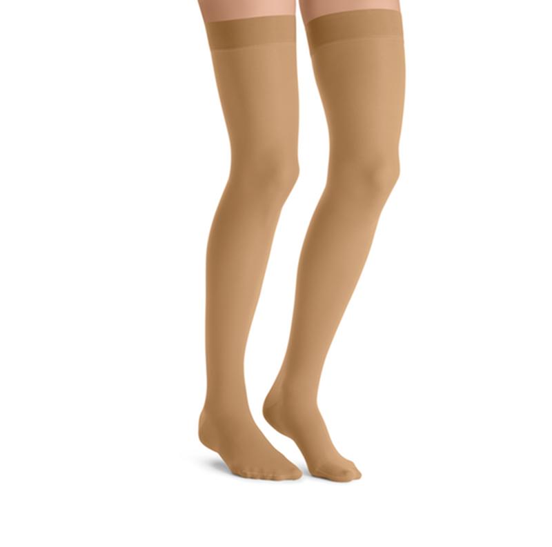 PR/1 JOBST ULTRASHEER WOMEN, THIGH HIGH W/SIL DOT BAND, 20-30MMHG, LG, SUNTAN, CLOSED TOE