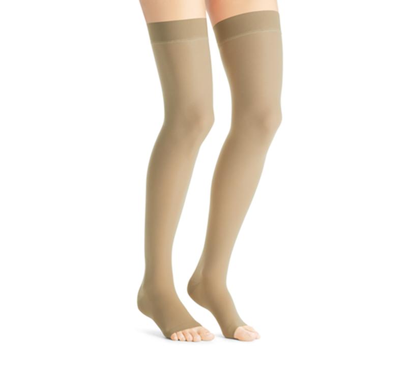 PR/1 JOBST ULTRASHEER WOMEN, THIGH HIGH W/SIL DOT BAND, 30-40MMHG, LG, NATURAL, OPEN TOE