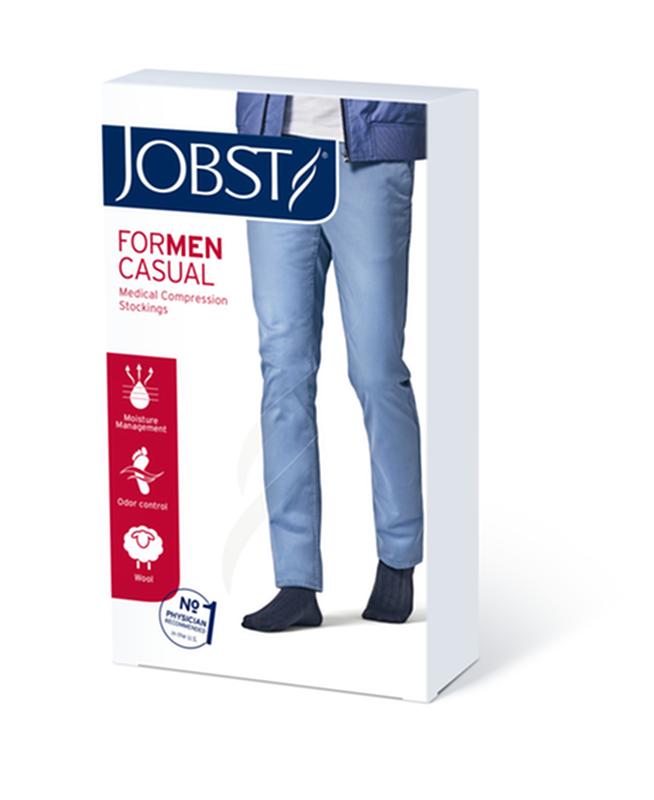 PR/1 JOBST CASUAL MEN, KNEE HIGH, 30-40MMHG, LG, KHAKI, CLOSED TOE