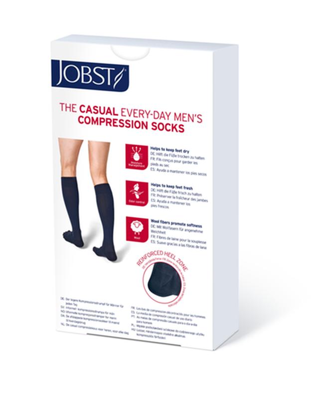 PR/1 JOBST CASUAL MEN, KNEE HIGH, 30-40MMHG, LG, KHAKI, CLOSED TOE