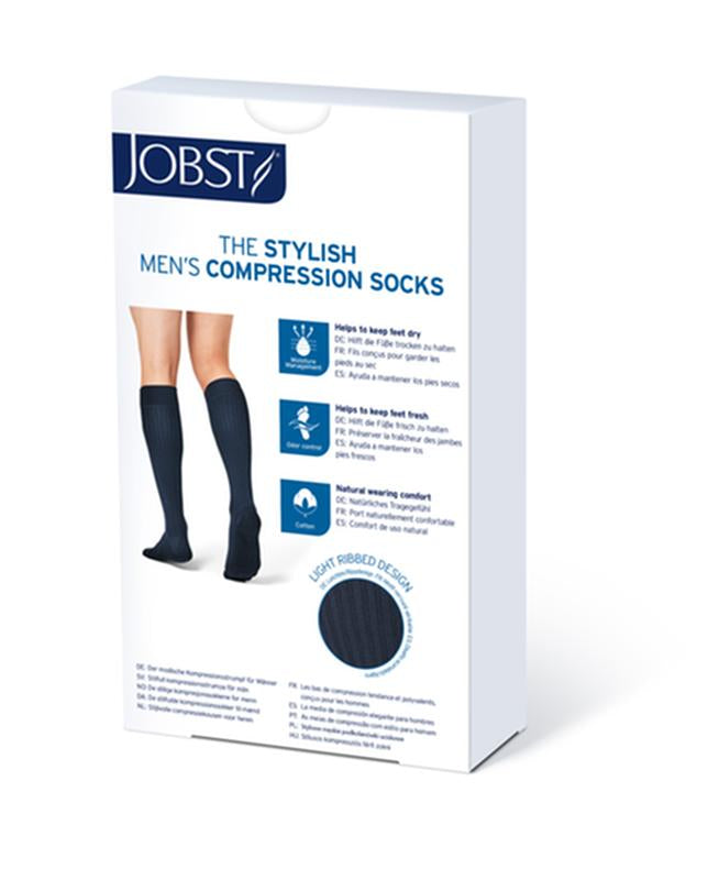 PR/1 JOBST FOR MEN AMBITION 30-40MMHG,GREY,KNEE HIGH SOFTFIT STOCKINGS,CLOSED TOE