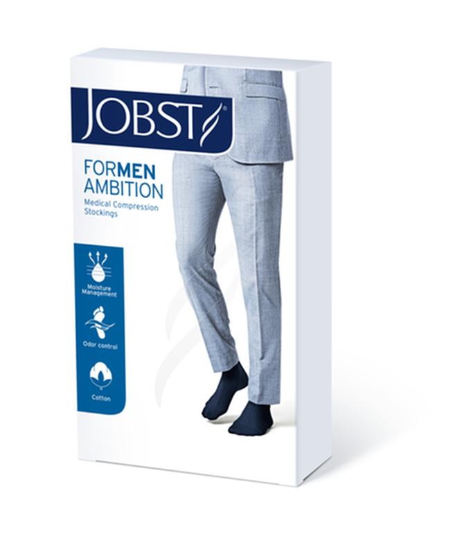 PAIR/1 JOBST FORMEN AMBITION 30-40MMHG GREY KNEE HIGH SOFTFIT STOCKINGS,CLOSED TOE 3 LONG