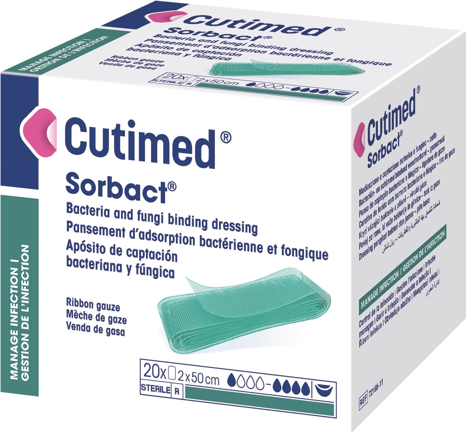 BX/20 CUTIMED SORBACT ANTIMICROBIAL RIBBON W/BACTERIA BINDING ACTION 2CM X 50CM