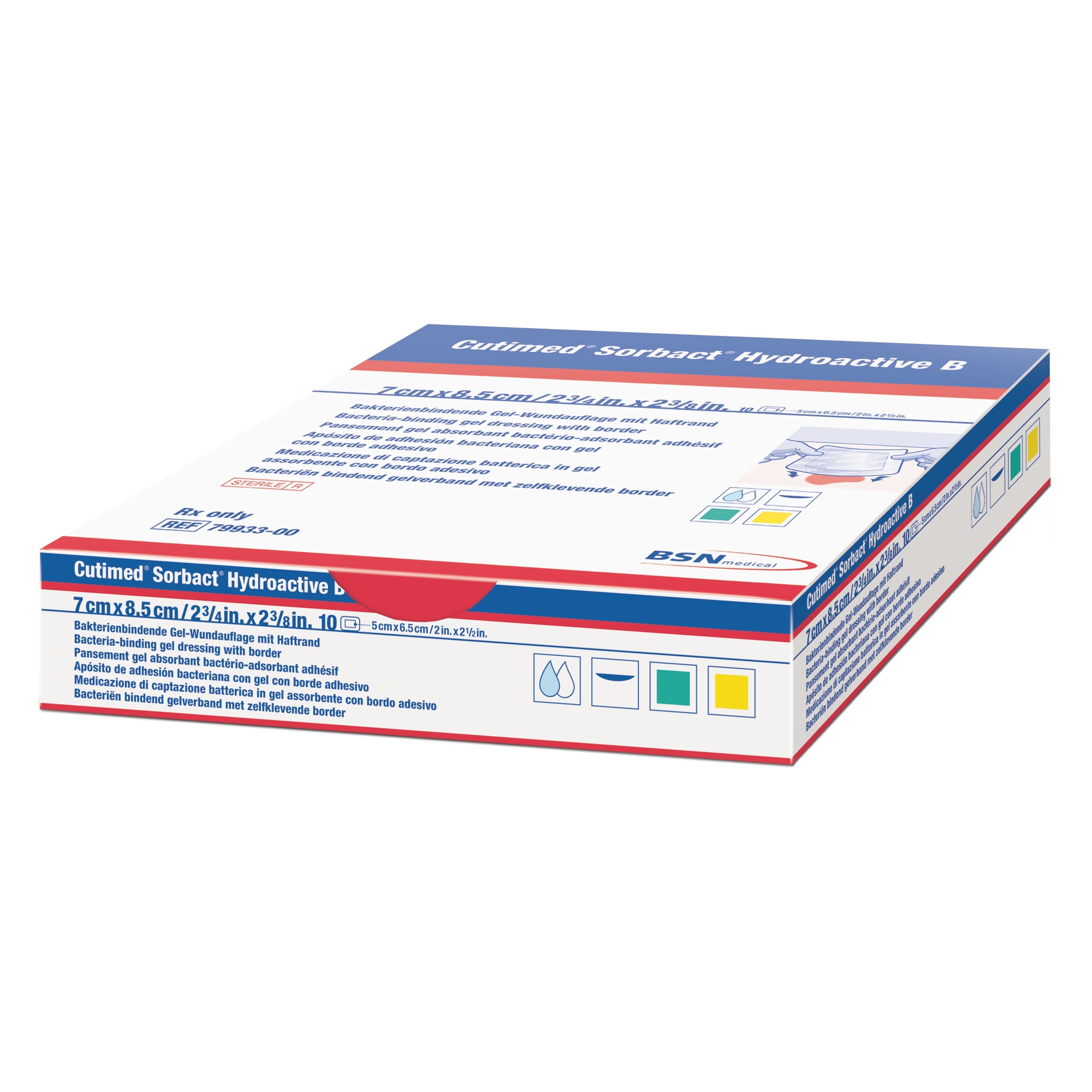 BX/10 CUTIMED SORBACT HYDROACTIVE B ANTIMICROBIAL FOAM DRESSING, ADH BORDER, 7CM X 8.5CM