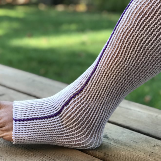 EdemaWear LITE stockinet small for tender skin for limb circumference up to 60 cm (24"), Purple stripe, Stockinet pair - 1 Pair
