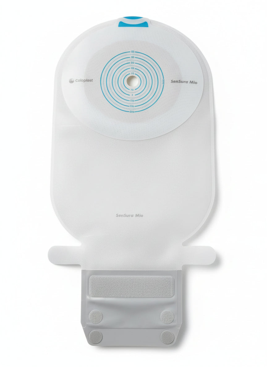 SenSura® Mio One-Piece Drainable Pouch with Easiclose WIDE-Outlet, Opaque with inspection window 11" (28cm), Non-convex, Stoma Opening 3/8" - 2-1/8" (10mm - 55mm) - Box of 10