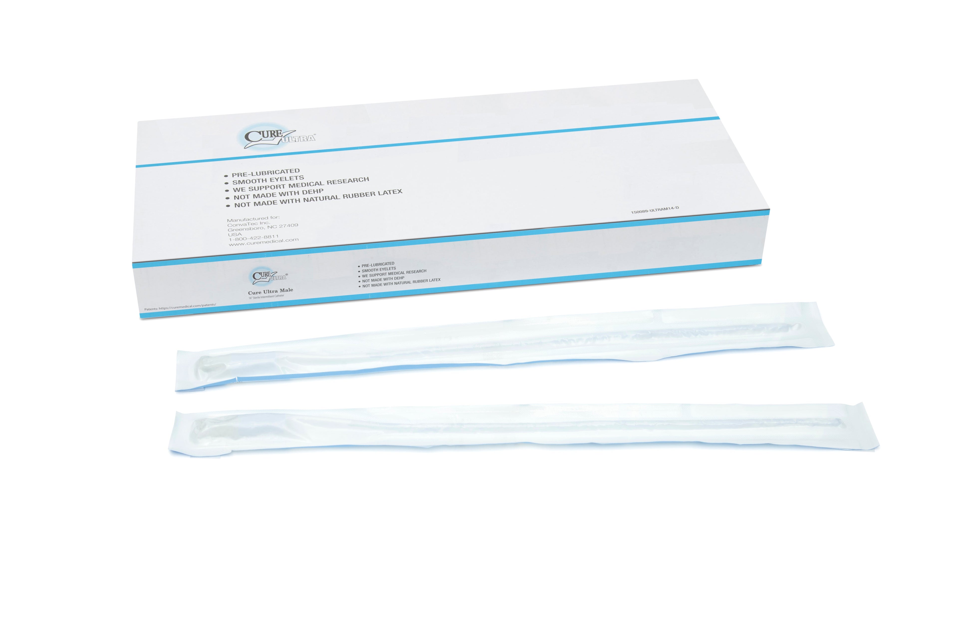 Cure Ultra™ Intermittent Pre-lubricated Urinary Catheter for Males - Box of 30