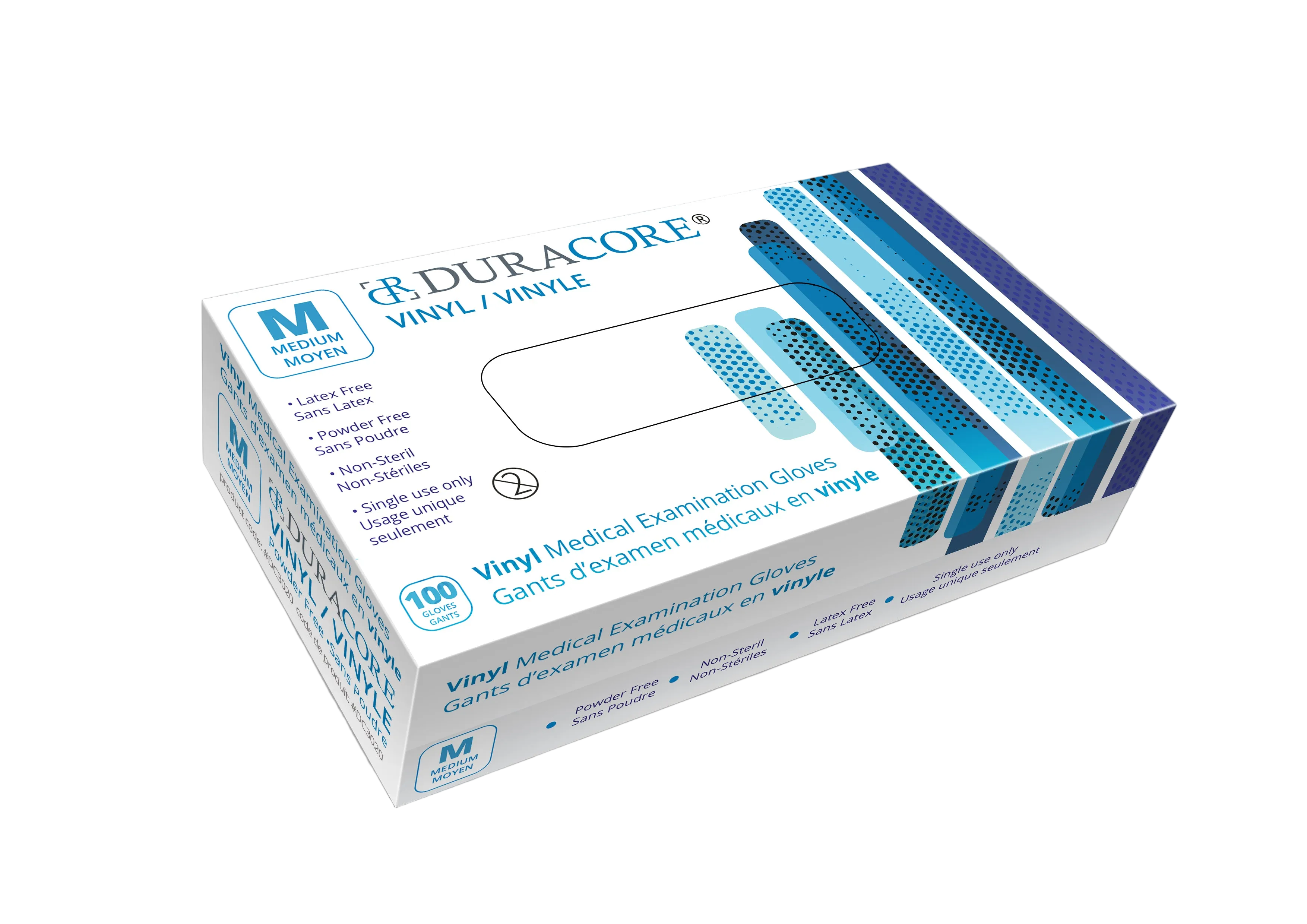 BX/100 DURACORE VINYL EXAMINATION GLOVES, NON POWDERED, MEDIUM (ALL SALES FINAL /NON RETURNABLE)