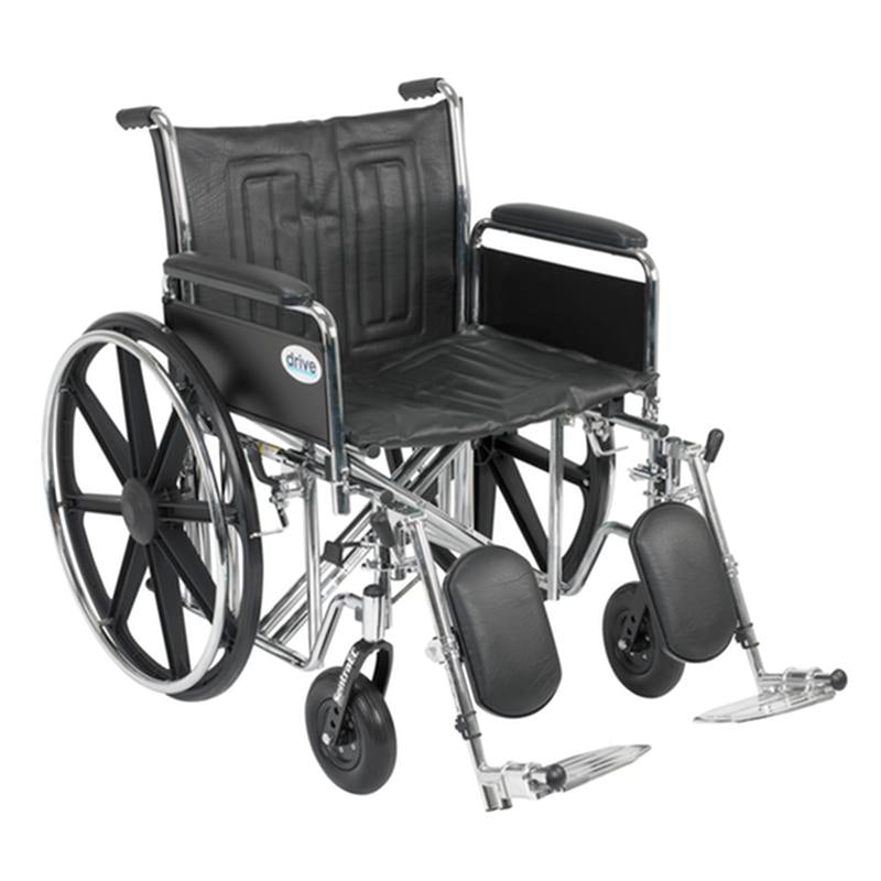 Sentra EC Heavy Duty Wheelchair, Detachable Full Arms, Elevating Leg Rests, 22" Seat - 1 Each