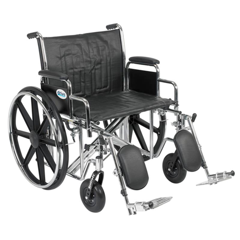 Sentra EC Heavy Duty Wheelchair, Detachable Desk Arms, Elevating Leg Rests, 24"Seat - 1 Each