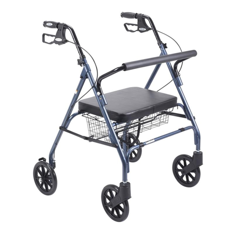 Heavy Duty Bariatric Rollator Rolling Walker with Large Padded Seat, Blue - 1 Each