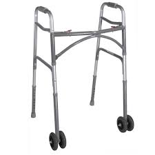EA/1 BARIATRIC ALUMINUM WALKER, TWO BUTTON W/ HEAVY DUTY WHEELS 500LBS