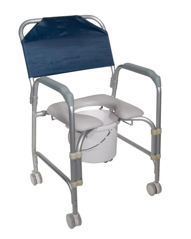 Lightweight Portable Shower Commode Chair with Casters - 1 Each