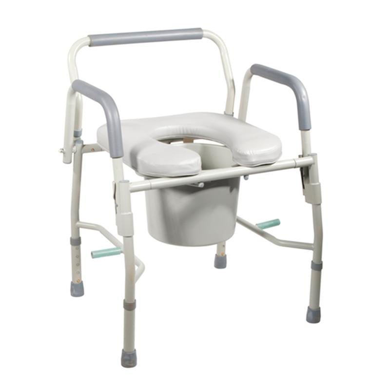 Steel Drop Arm Bedside Commode with Padded Seat and Arms - 1 Each