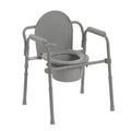 Steel Folding Deep Seat Bedside Commode, Gray - 1 Each