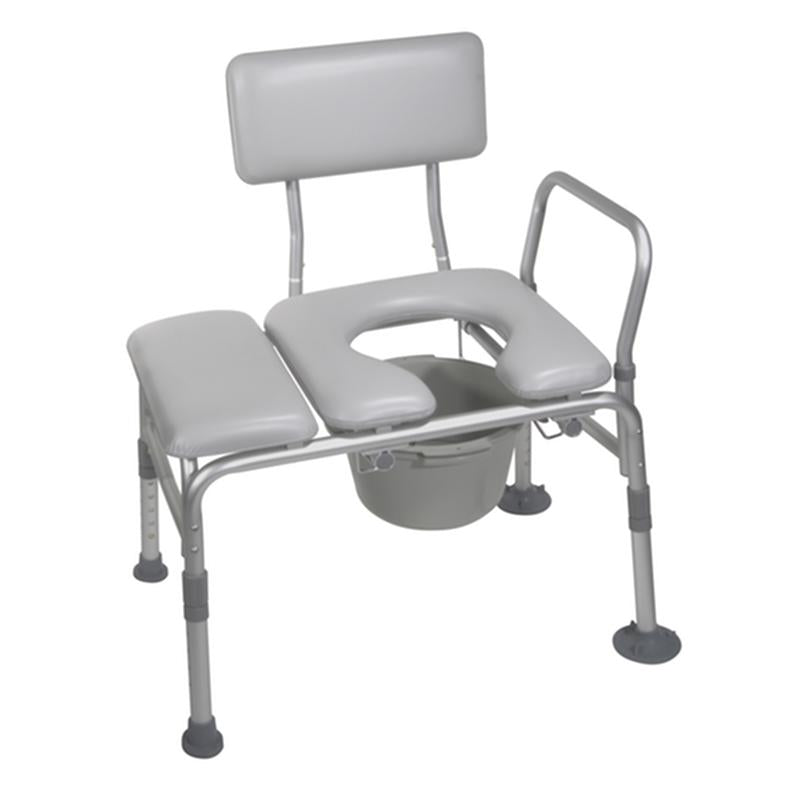 Padded Seat Transfer Bench with Commode Opening - 1 Each