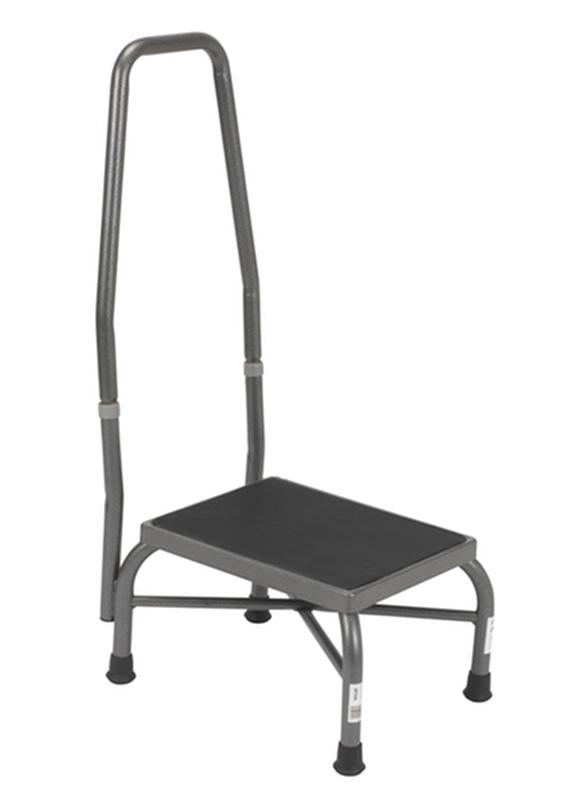 Heavy Duty Bariatric Footstool with Non Skid Rubber Platform and Handrail - 1 Each