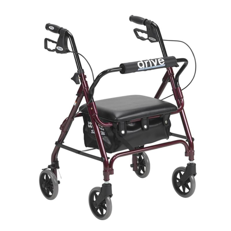 Junior Rollator Rolling Walker with Padded Seat, Red - 1 Each