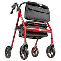 Elite Rollator Rolling Walker with Seat, Backrest and Saddle Bag, Garnet Red - 1 Each