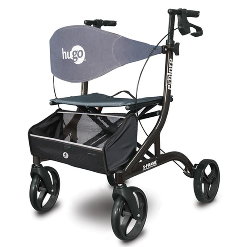 Explore Side-Fold Rollator Rolling Walker with Seat, Backrest and Folding Basket, Pearl Black - 1 Each