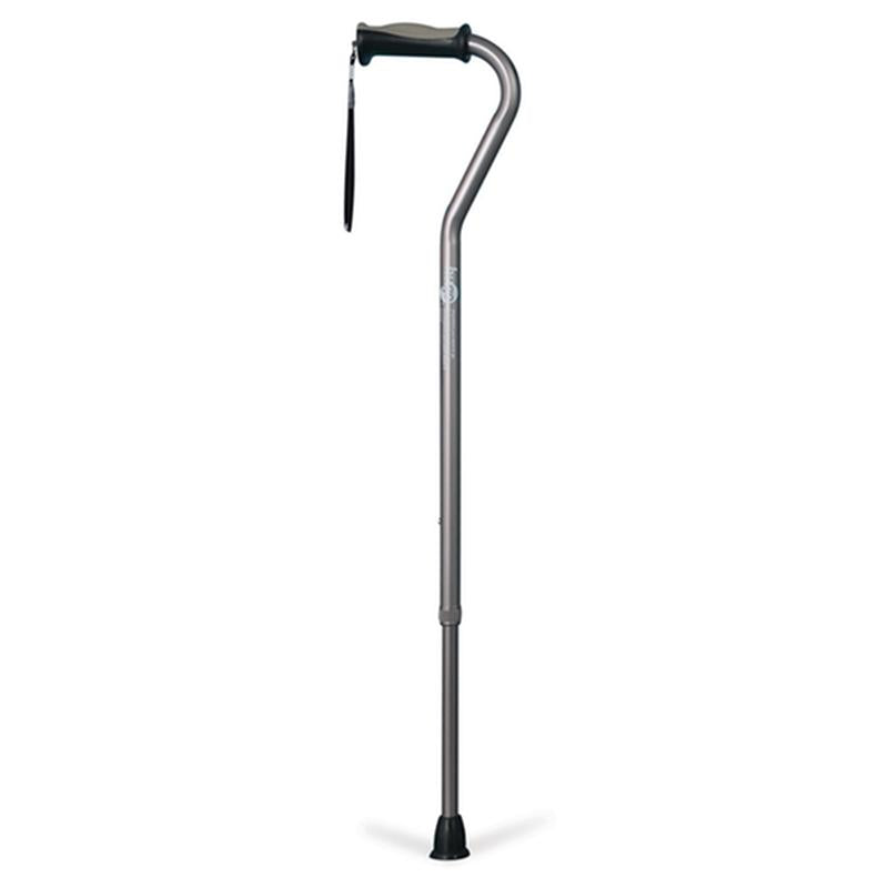 Adjustable Offset Handle Cane with Reflective Strap - 1 Each