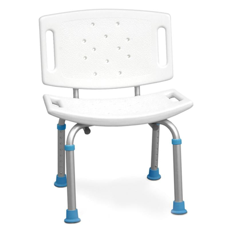 Adjustable Bath and Shower Chair with Non-Slip Seat and Backrest, White - 1 Each
