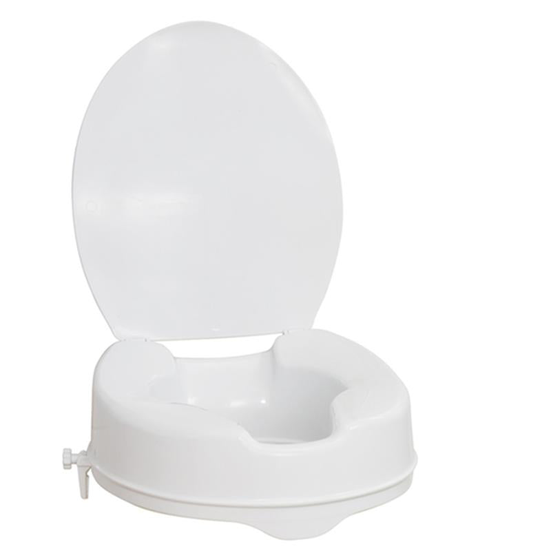 Raised Toilet Seat with Lid, White, 4" - 1 Each