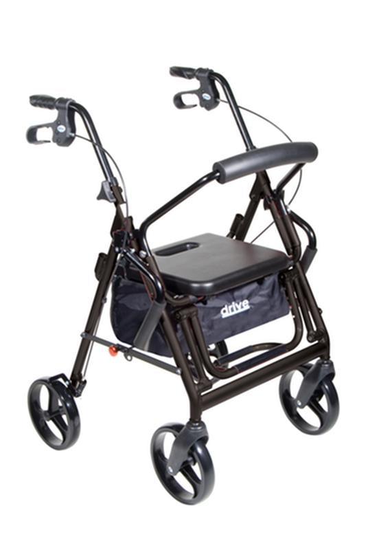 Duet Dual Function Transport Wheelchair Rollator Rolling Walker, Black - 1 Each