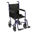 Lightweight Transport Wheelchair, 19" Seat, Blue - 1 Each