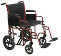 Bariatric Heavy Duty Transport Wheelchair with Swing Away Footrest, 22" Seat, Red - 1 Each