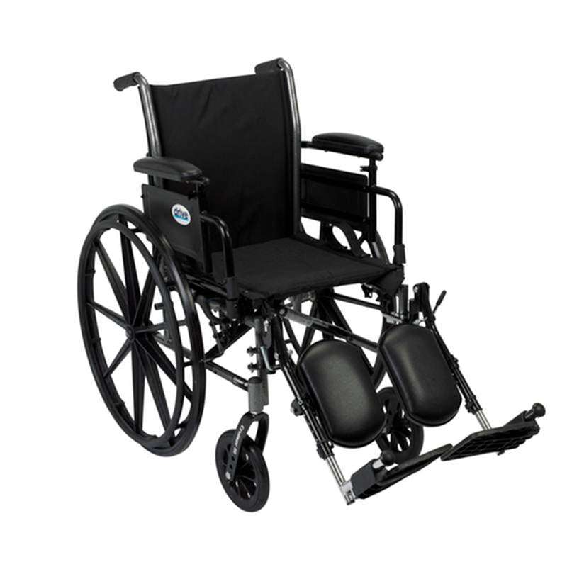 Cruiser III Light Weight Wheelchair with Flip Back Removable Arms, Adjustable Height Desk Arms, Elevating Leg Rests, 18" - 1 Each