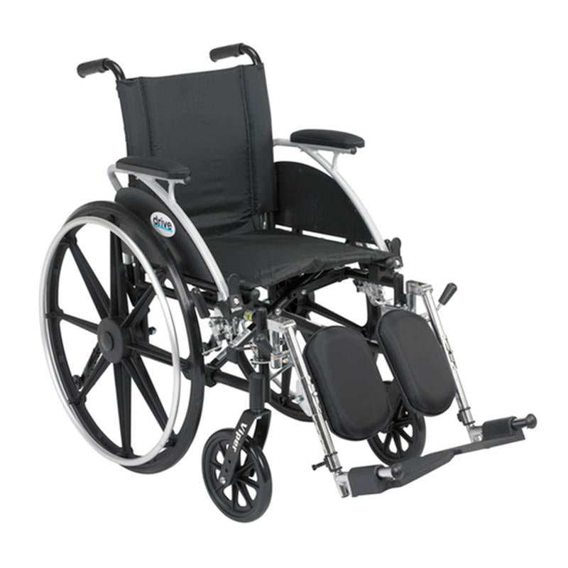 Viper Wheelchair with Flip Back Removable Arms, Desk Arms, Elevating Leg Rests, 14" Seat - 1 Each