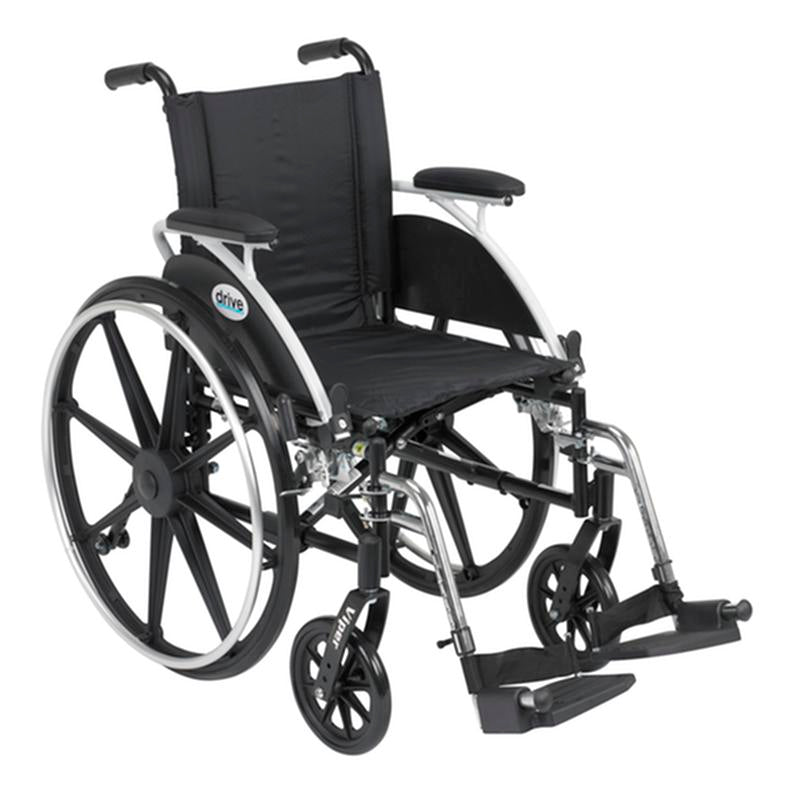 Viper Wheelchair with Flip Back Removable Arms, Desk Arms, Swing away Footrests, 14" Seat - 1 Each